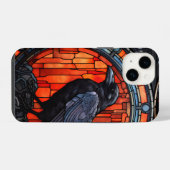 Coque Pour iPhone 14 Le vitrail du corbeau effrayant (Verso Horizontal)