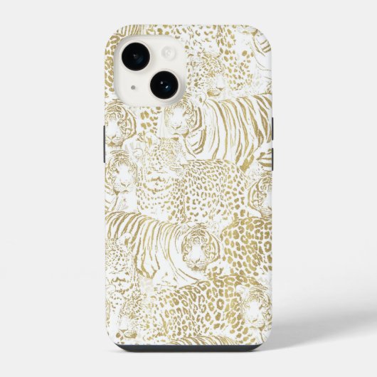 Coque Pour iPhone 14 Léopard doré animaux Tigre (Verso)