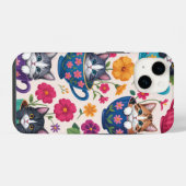 Coque Pour iPhone 14 Les chatons et fleurs en tasse (Verso Horizontal)