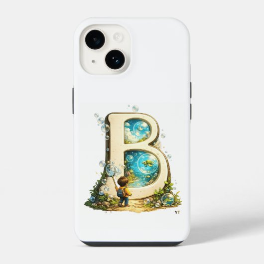 Coque Pour iPhone 14 Lettre B Initiale | Cadeau d'alphabet aquarelle (Verso)