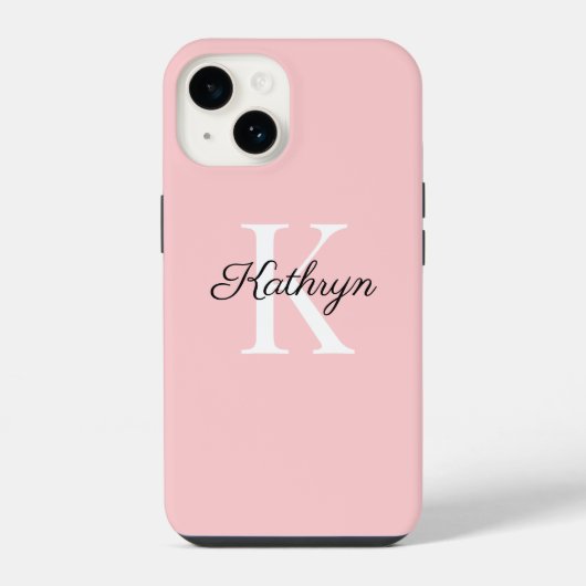 Coque Pour iPhone 14 Lettre initiale de monogramme de nom (Verso)