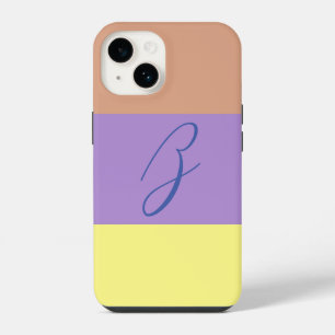 Coque Pour iPhone 14 Lettre initiale de monogramme élégant pastel bloc