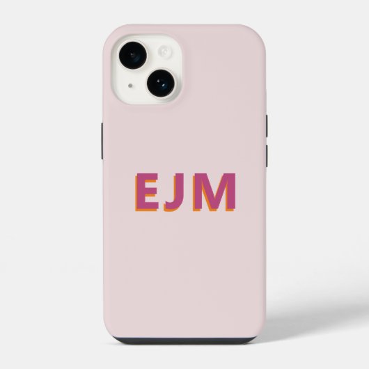 Coque Pour iPhone 14 Lettre Initiale Monogramme Simple Rose Pâle Modern (Verso)