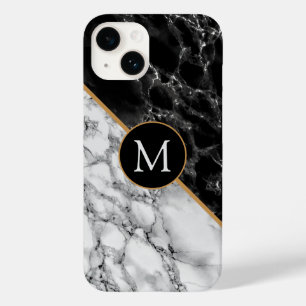 Coque Pour iPhone 14 Lettre personnalisée coque iphone en marbre noir b