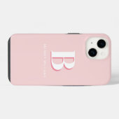 Coque Pour iPhone 14 Lettre rose simple Monogramme initial (Verso Horizontal)