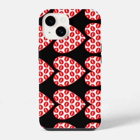 Coque Pour iPhone 14 Lèvres qui s'embrassent coeurs (Verso)