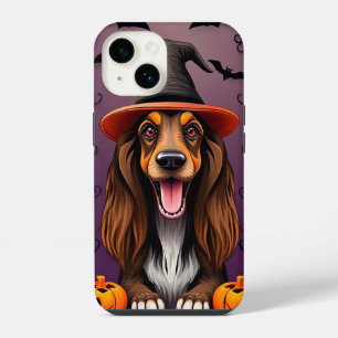 Coque Pour iPhone 14 Lévrier Afghan halloween Chien Élégant Sorcière Ch
