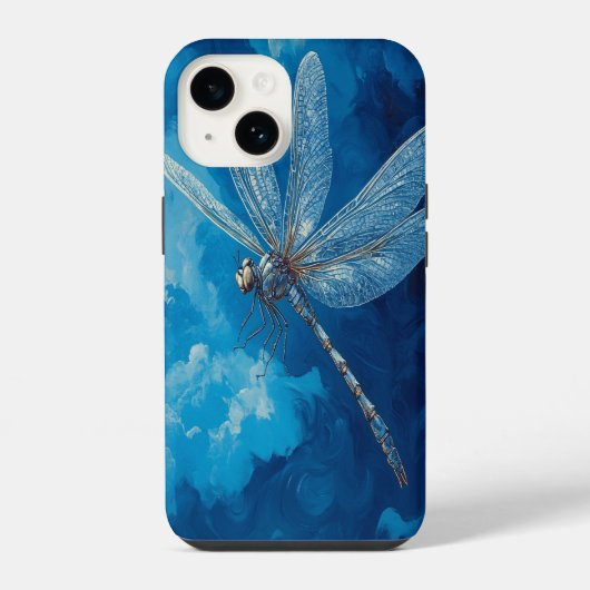 Coque Pour iPhone 14 🦋 Libellule Céleste (Verso)