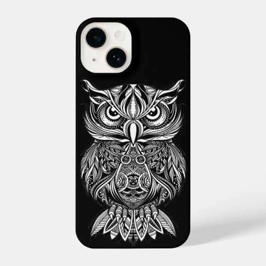 Coque Pour iPhone 14 Ligne d'art graphique moderne Dessin Chouette Oise (Verso)