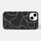 Coque Pour iPhone 14 Lignes blanches sur fond noir  (Verso Horizontal)