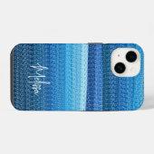 Coque Pour iPhone 14 Lignes bleues (Verso Horizontal)