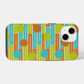 Coque Pour iPhone 14 Lime Green, Cinnamon Brown, Rectangles Turquoise (Verso Horizontal)