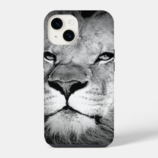 Coque Pour iPhone 14 Lion Noir & Blanc (Verso)