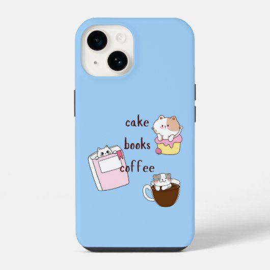 Coque Pour iPhone 14 Livres de gâteau Café (Verso)