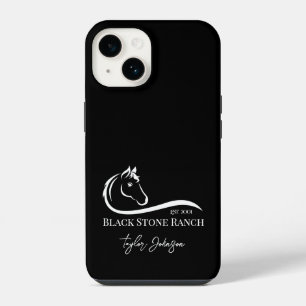 Coque Pour iPhone 14 Logo de ranch de chevaux, branding d'écurie équest