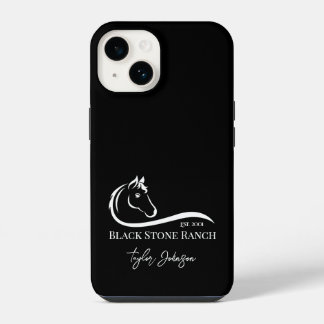 Coque Pour iPhone 14 Logo de ranch de chevaux, branding d'écurie équest