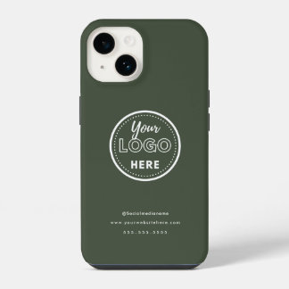 Coque Pour iPhone 14 Logo vert de la forêt minimaliste de marque profes