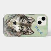 Coque Pour iPhone 14 Loup aux loups aquarelle Art personnalisé faune na (Verso Horizontal)