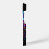 Coque Pour iPhone 14 Loup de Néon noir futuriste (Côté gauche)