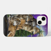 Coque Pour iPhone 14 Loup et Lune (Verso Horizontal)