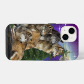 Coque Pour iPhone 14 Loup et Lune (Verso Horizontal)