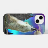 Coque Pour iPhone 14 loup et lune (Verso Horizontal)