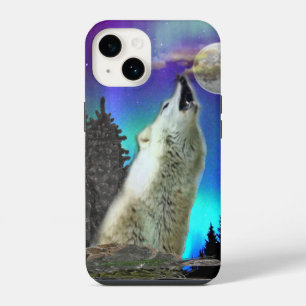 Coque Pour iPhone 14 loup et lune