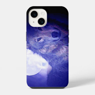 Coque Pour iPhone 14 Loup, Lune et Nuit Bleue