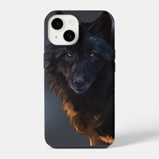 Coque Pour iPhone 14 Loup noir (Verso)