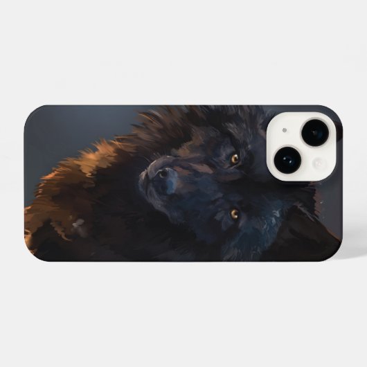 Coque Pour iPhone 14 Loup noir (Verso Horizontal)