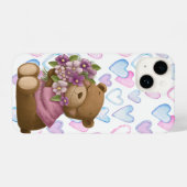 Coque Pour iPhone 14 Love Cartoon Ours Bouquet Fleurs (Verso Horizontal)