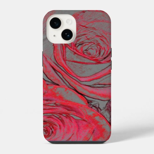Coque Pour iPhone 14 Lueur de rose rouge moderne  (Verso)