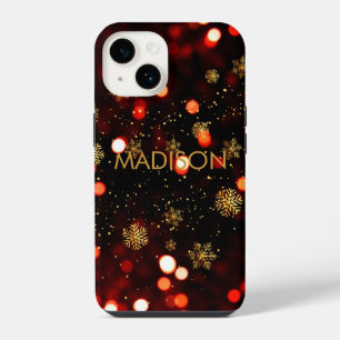 Coque Pour iPhone 14 Lumières scintillantes de Noël Bokeh Hiver Flocons