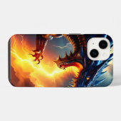 Coque Pour iPhone 14 Lutte contre la foudre du dragon (Verso Horizontal)