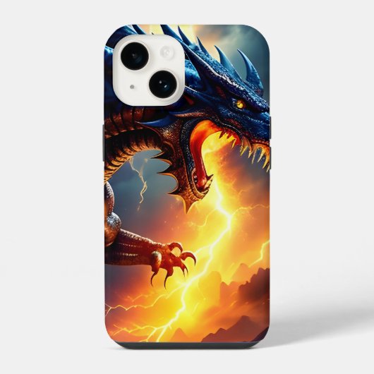 Coque Pour iPhone 14 Lutte contre la foudre du dragon (Verso)