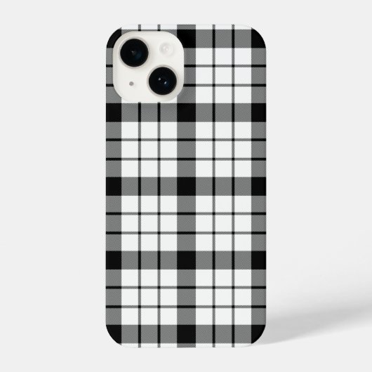 Coque Pour iPhone 14 MacFarlane tartan noir blanc plaid (Verso)