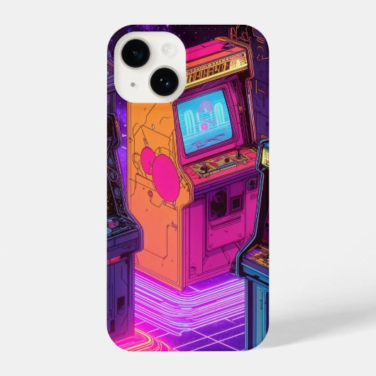 Coque Pour iPhone 14 Machines à arcades rétro (Verso)