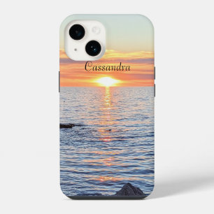 Coque Pour iPhone 14 Magnifique coucher de soleil doré sur l'océan Nom