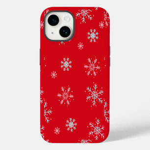Coque Pour iPhone 14 Magnifique flocon de neige illustratif rouge sur f
