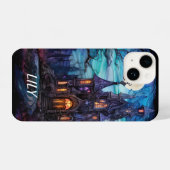 Coque Pour iPhone 14 MAISON éffrayante GOTHIQUE EN VERRE STAINÉ HALLOWE (Verso Horizontal)