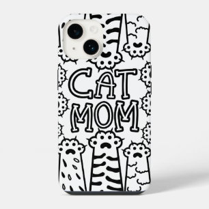 Coque Pour iPhone 14 Maman de chat monochrome