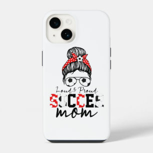 Coque Pour iPhone 14 Maman de foot drôle de football bruyante et fière 