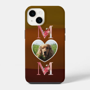 Coque Pour iPhone 14 Maman photo de cœur floral depuis les tons terre d