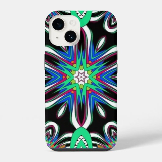 Coque Pour iPhone 14 Mandala Electric Bloom (Verso)