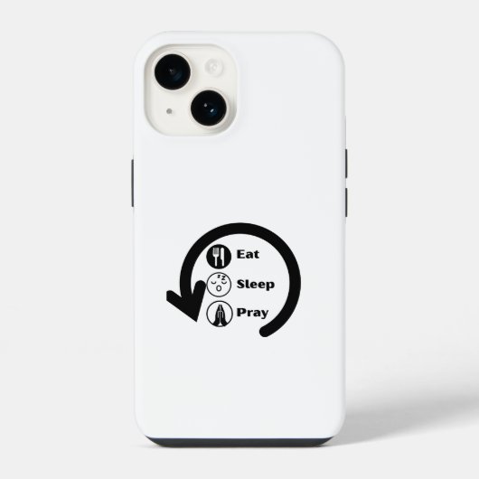 Coque Pour iPhone 14 manger dormir prier répéter (Verso)