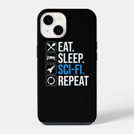 Coque Pour iPhone 14 Manger Dormir Sci-Fi Répéter (Verso)