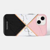 Coque Pour iPhone 14 Marbre blanc Avec Lignes Dorées (Verso Horizontal)