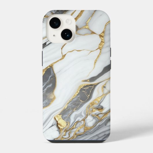 Coque Pour iPhone 14 Marbre blanc et or élégant (Verso)