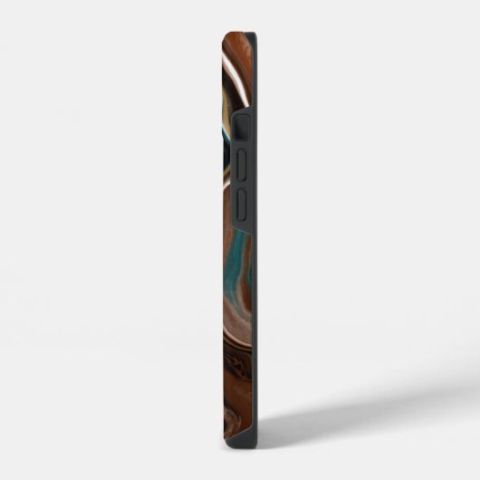 Coque Pour iPhone 14 Marbre Brown et bleu Fluide Art (Côté gauche)