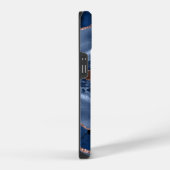 Coque Pour iPhone 14 Marbre d'agate bleue rose or monogramme initiales (Côté droit)
